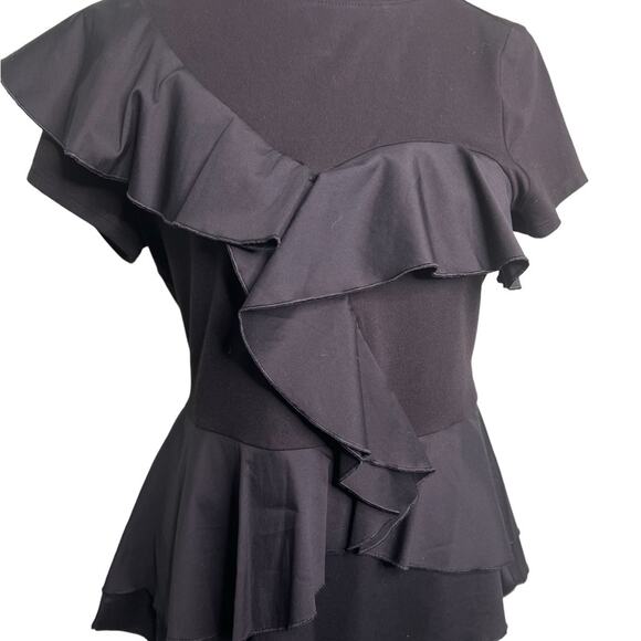 WHBM Black Ruffles Peplum Blouse Size M - Picture 7 of 11